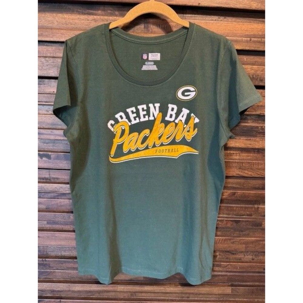 NFL Team Apparel Green Bay Packers Womens Short Sleeve Scoop Neck T-Shirt‎ XL
